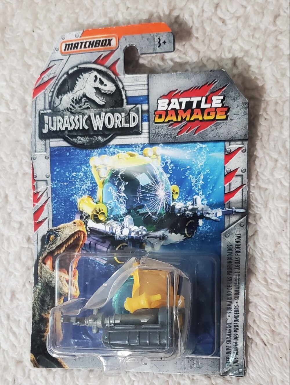 Matchbox Jurassic World Yellow & Gray Submersible Vehicle